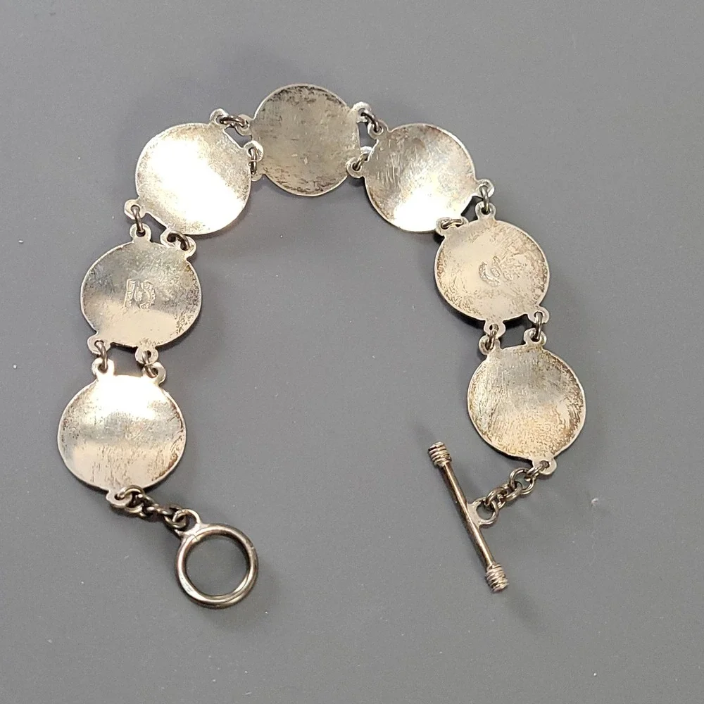 Escorcia Taxco Mexico Aztec Calendar Link Bracelet 950 Sterling SilverTR-120